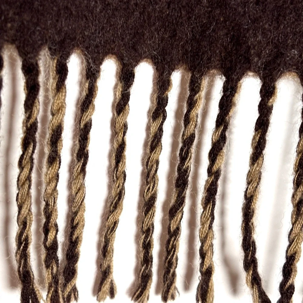 Vintage Dior Merino Wool Scarf Brown Neutral Fringe Designer